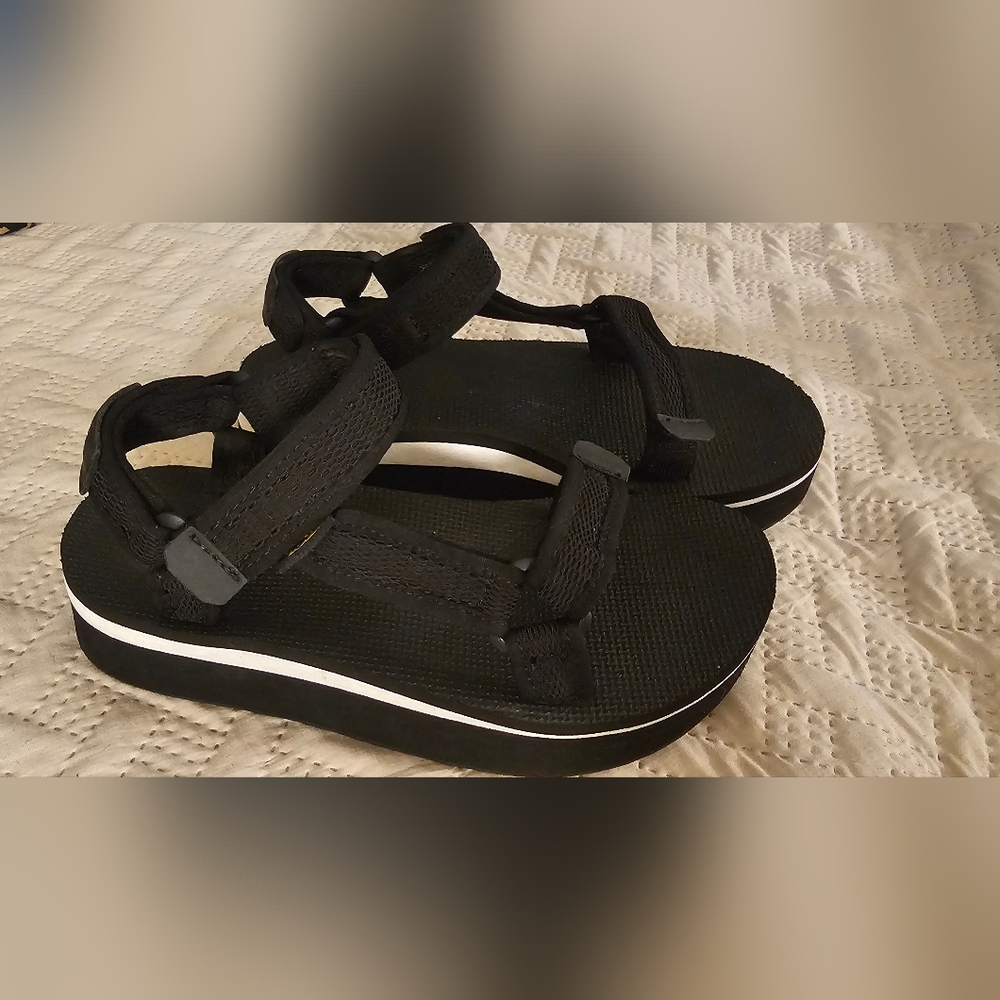 Teva Black Platform Strappy Sandals